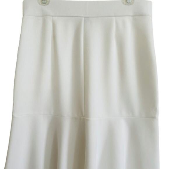 NYCC Ivory Pockets Enamel Buttons Flounce Hem Trumpet Skirt Size Medium NEW - Picture 7 of 12